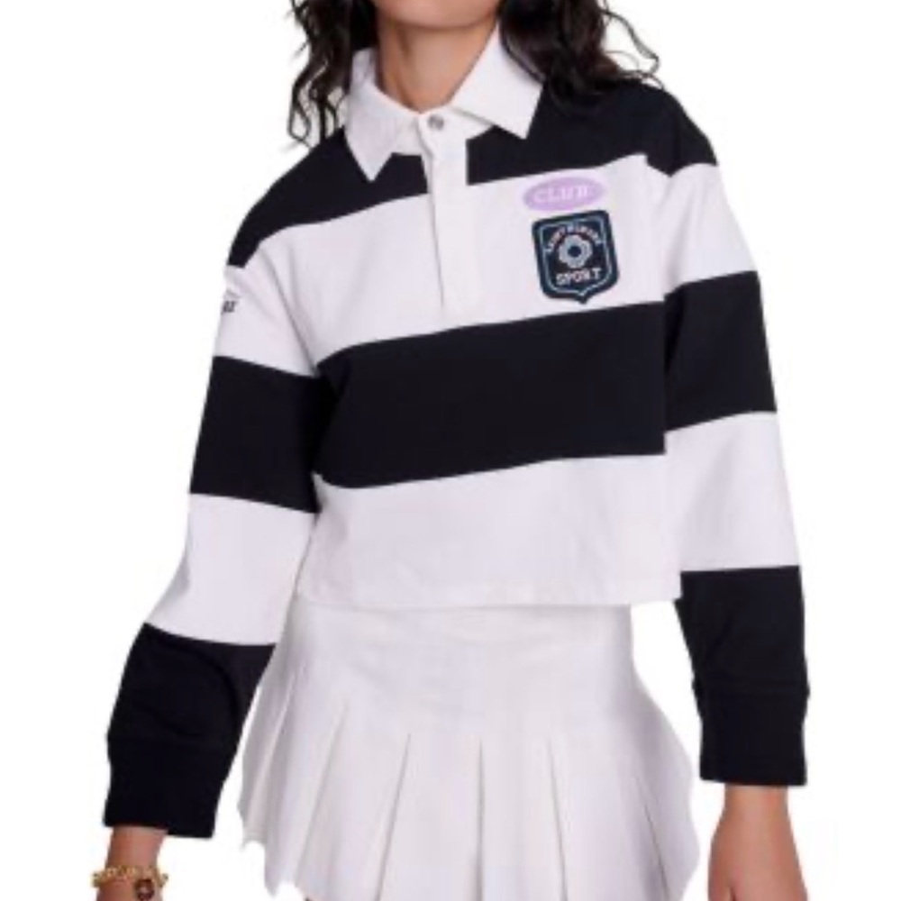 Maje Polo cropped Striped Top Large